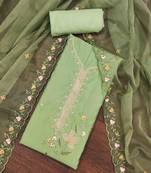 mint roman cotton silk embroidered unstitched dress material
