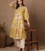Floral Printed Knee Length Rayon Kurti