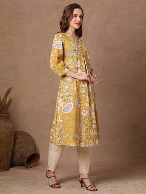 Floral Printed Knee Length Rayon Kurti 5