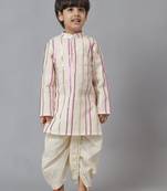 Pink foil lines kurta with dhoti set