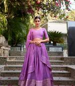 Purple Chanderi Zari Weaving Border Lehenga choli With Dupatta