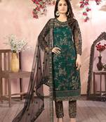 Green embroidery net straight-suits