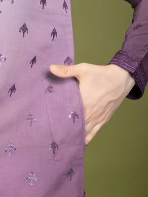 Ombre purple viscose rayon sequence & foil mirror heavy embroidered work kurta 7