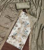 grey cotton handwork unstitched dress material