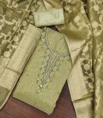 green viscose handwork unstitched dress material