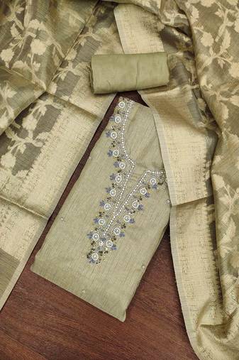 grey viscose handwork unstitched dress material