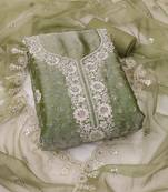 pista chiffon embroidered unstitched dress material