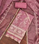 onion chiffon embroidered unstitched dress material