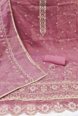 onion chiffon embroidered unstitched dress material 3