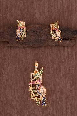  pendant and earrings set one gram gold 1