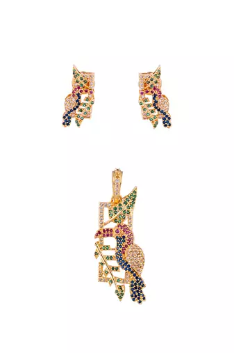  pendant and earrings set one gram gold