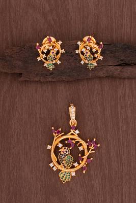  pendant and earrings set one gram gold 1