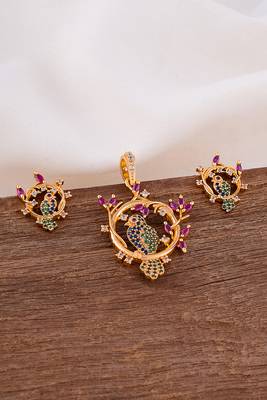  pendant and earrings set one gram gold 2