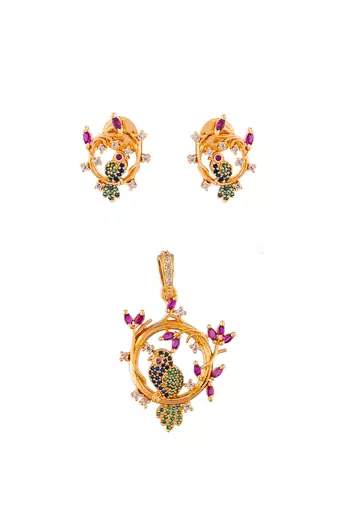  pendant and earrings set one gram gold