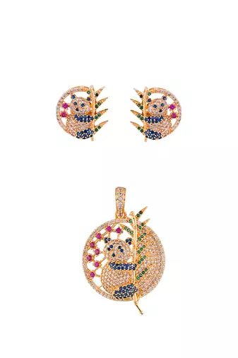  pendant and earrings set one gram gold