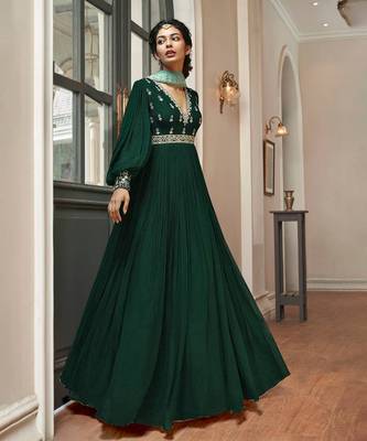 Trendmalls  Georgette Embroidery Anarkali Kurta Pant Set with Dupatta 1