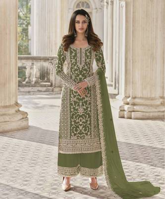 Mehendi embroidered net salwar 1