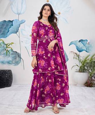Purpla Georgette Designer Palazzo Salwar Kameez 1