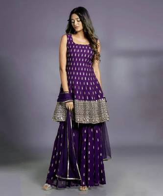 Purple Embroidery ethnic Set  1