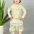 Boys scallop brocade kurta dhoti set with waistcoat for kids - cream