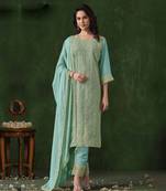 Sky blue rangoli silk sequence salwar suit