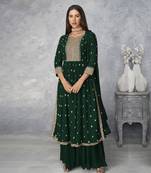 Green embroidered Nyra Cut ethnic Set.