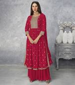 Pink embroidered Nyra Cut Kurta set