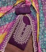 wine premium roman silk handwork unstitched dress material