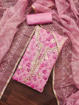 onion viscose organza handwork unstitched dress material 1