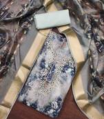 blue muslin banarasi handwork unstitched dress material