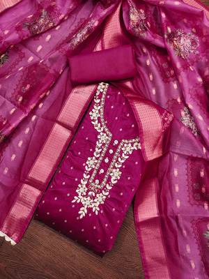 wine modal handwork unstitched dress material 1