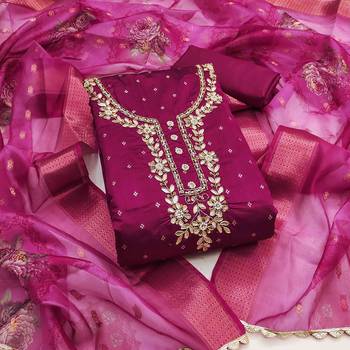 wine modal handwork unstitched dress material 2