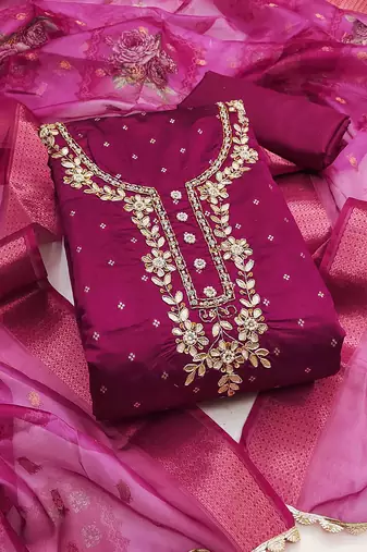 wine modal handwork unstitched dress material