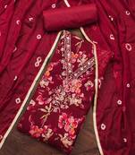 maroon cotton handwork unstitched dress material