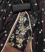 black cotton handwork unstitched dress material