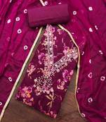 wine cotton handwork unstitched dress material