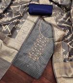 navy blue viscose handwork unstitched dress material