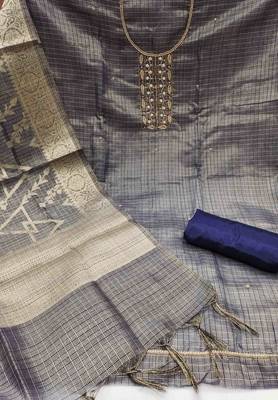 navy blue viscose handwork unstitched dress material 3
