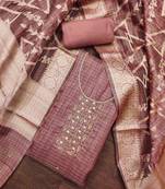 mauve viscose handwork unstitched dress material