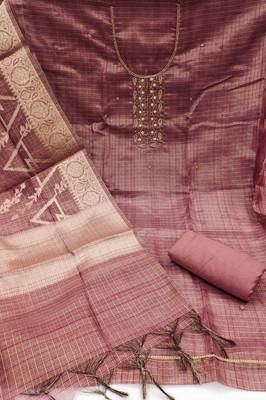 mauve viscose handwork unstitched dress material 3
