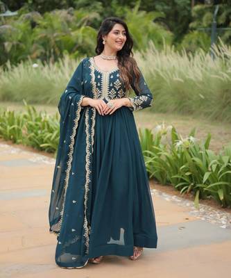 Rama sequins zari embroidered georgette salwar kameez set 1