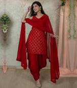 Red Embroidered Punjabi Salwar Suit 