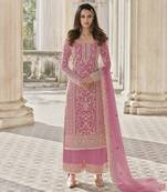 Pink embroidered net salwar
