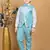 Boys cotton blend marble print 3 piece party suit set - sky blue