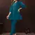 Teal blue handwork cotton co-ord set with two pocket