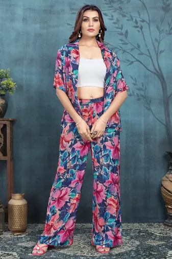 Multicolor printed viscose co-ord set