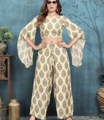 Beige printed viscose co-ord set