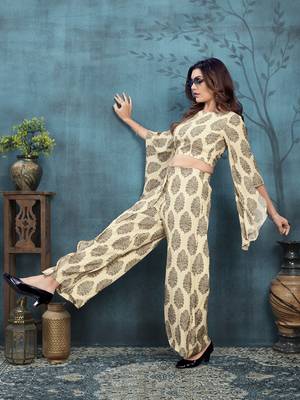Beige printed viscose co-ord set 2