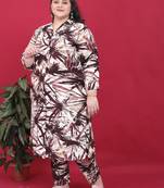 Wine printed riyon co-ord set with two pockets