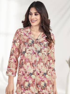 Green printed rayon co-ord set with pocket 3